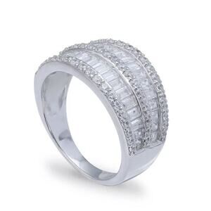 Giani Bernini CZ Pave Baguette Ring Sterling Silver Sz 8